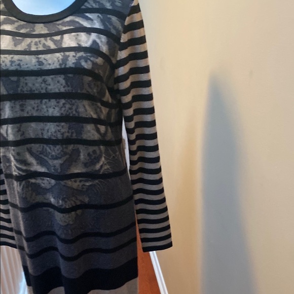 Striped Black and Gray Long Sleeve Dress - Picture 4 of 7